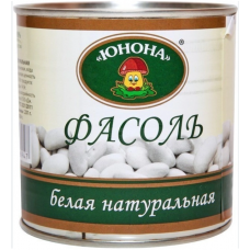 Фасоль белая натуральная 420гр.ж/б С КОЛЬЦОМ ТМ Юнона (12 шт)